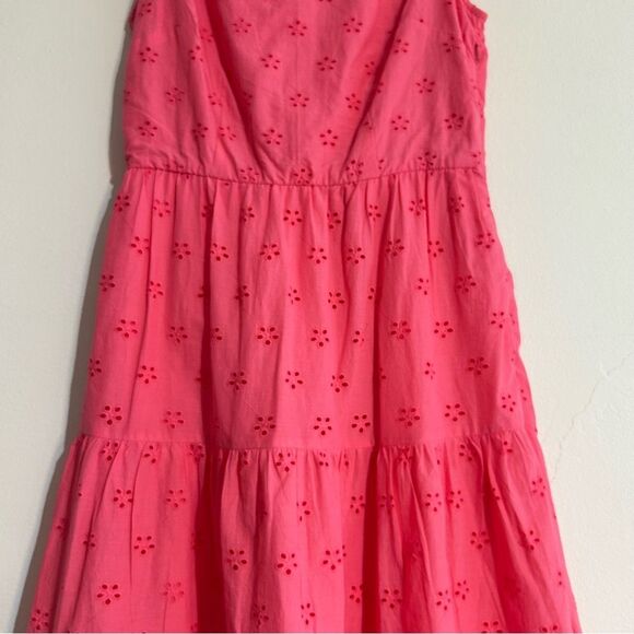 J. Crew Factory Cotton Eyelet Midi Dress Size 2 Hot Pink - Picture 3 of 11